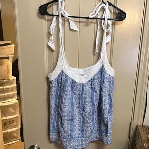 LOFT Blue and White Patterned Camisole